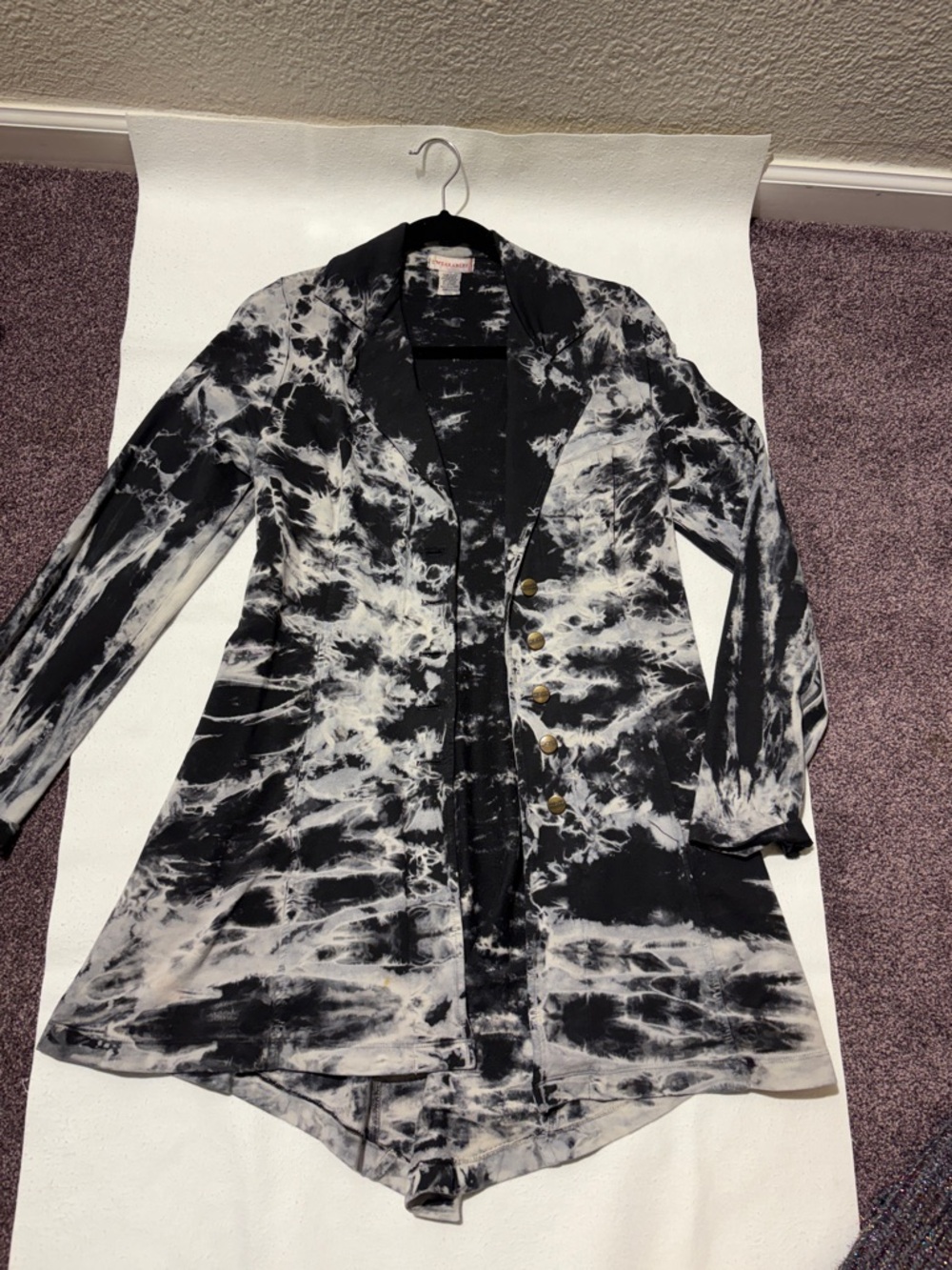 Tie-Dye Black & White Longline Blazer by